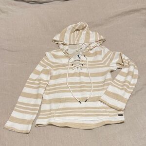 Roxy Beige and White Striped Hoodie